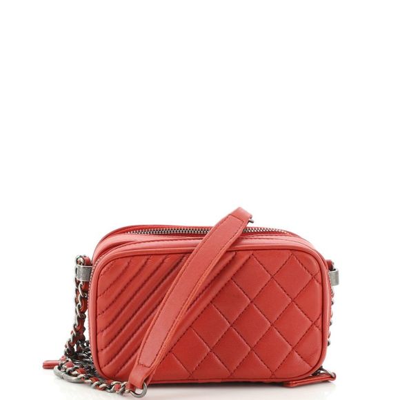 CHANEL Bags Chanel Coco Boy Camera Bag Quilted Leather Mini Red